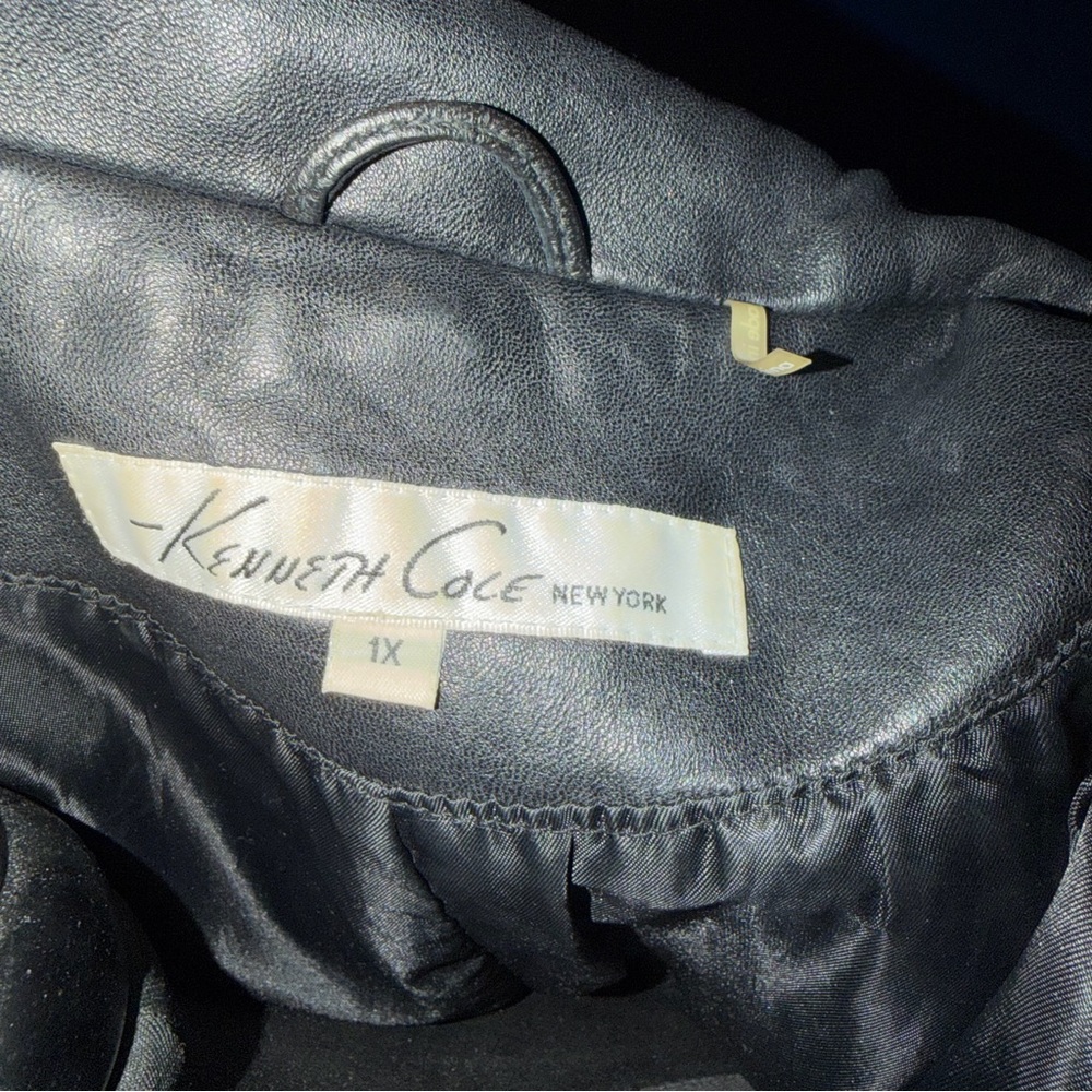 Kenneth Cole New York 💯 Leather Coat 1X - Picture 6 of 13
